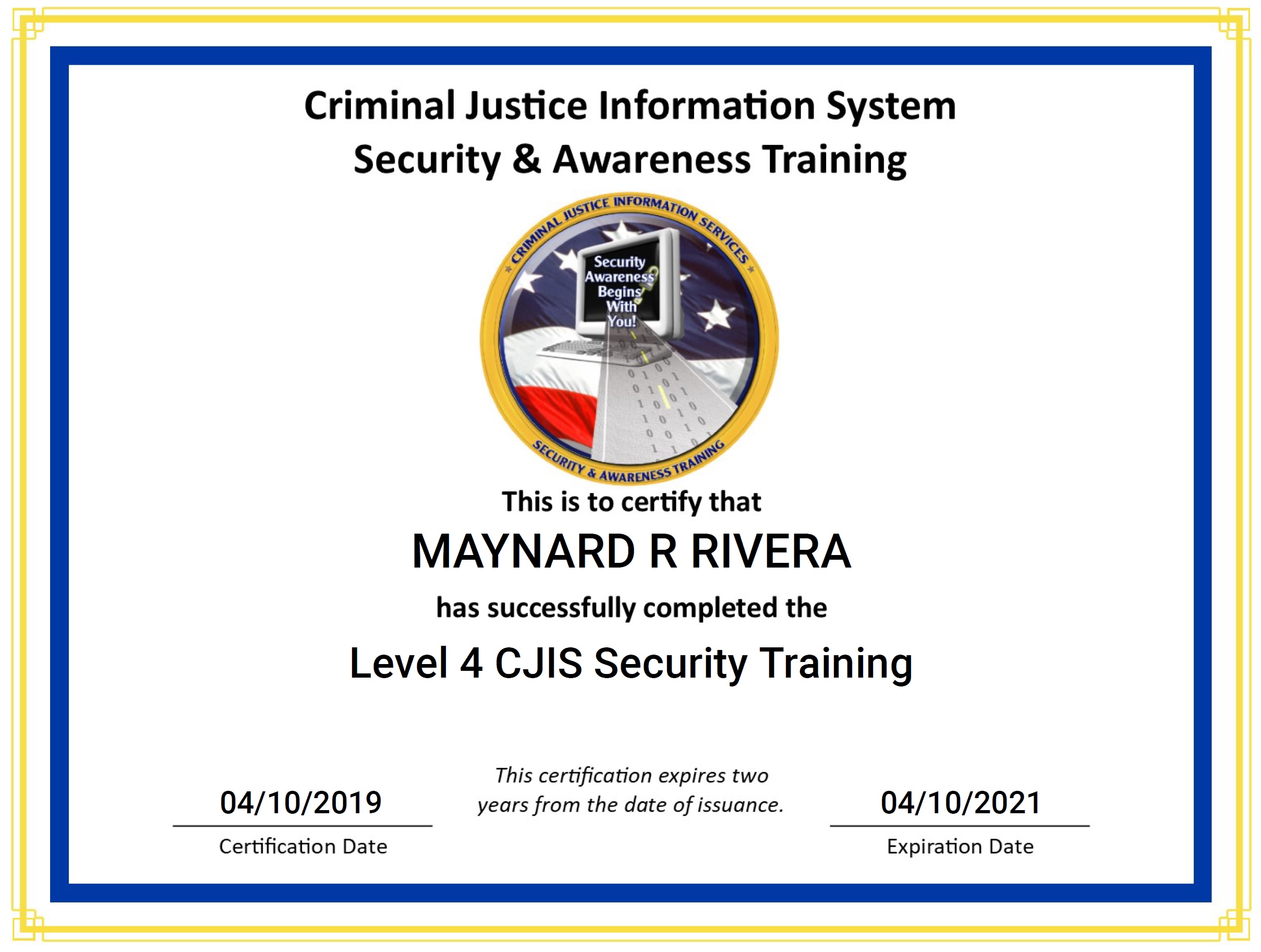 CJIS Certificate